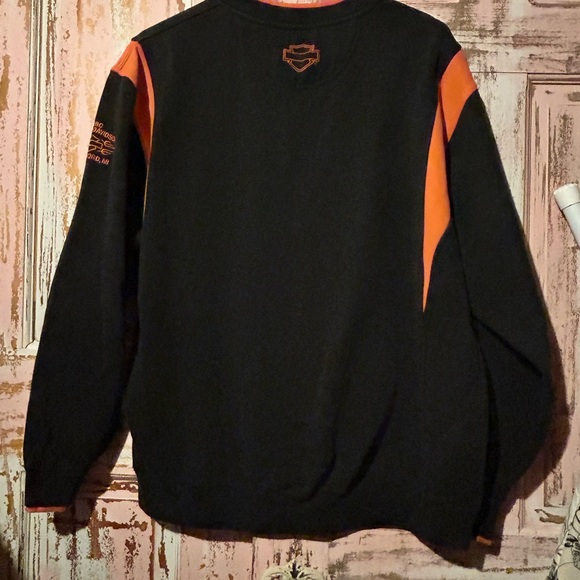 Harley-Davidson Men's Crewneck Sweater in Black and Orange - Picture 5 of 7